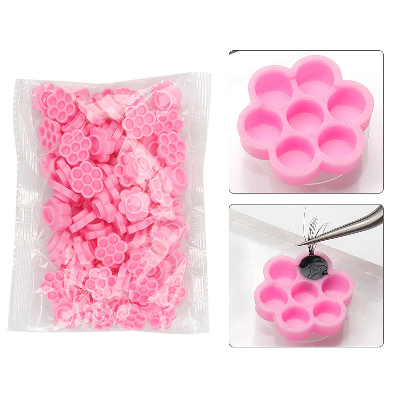 Eyelash Extension Class - 100 Pcs 핑크 꽃 접착제 지연
