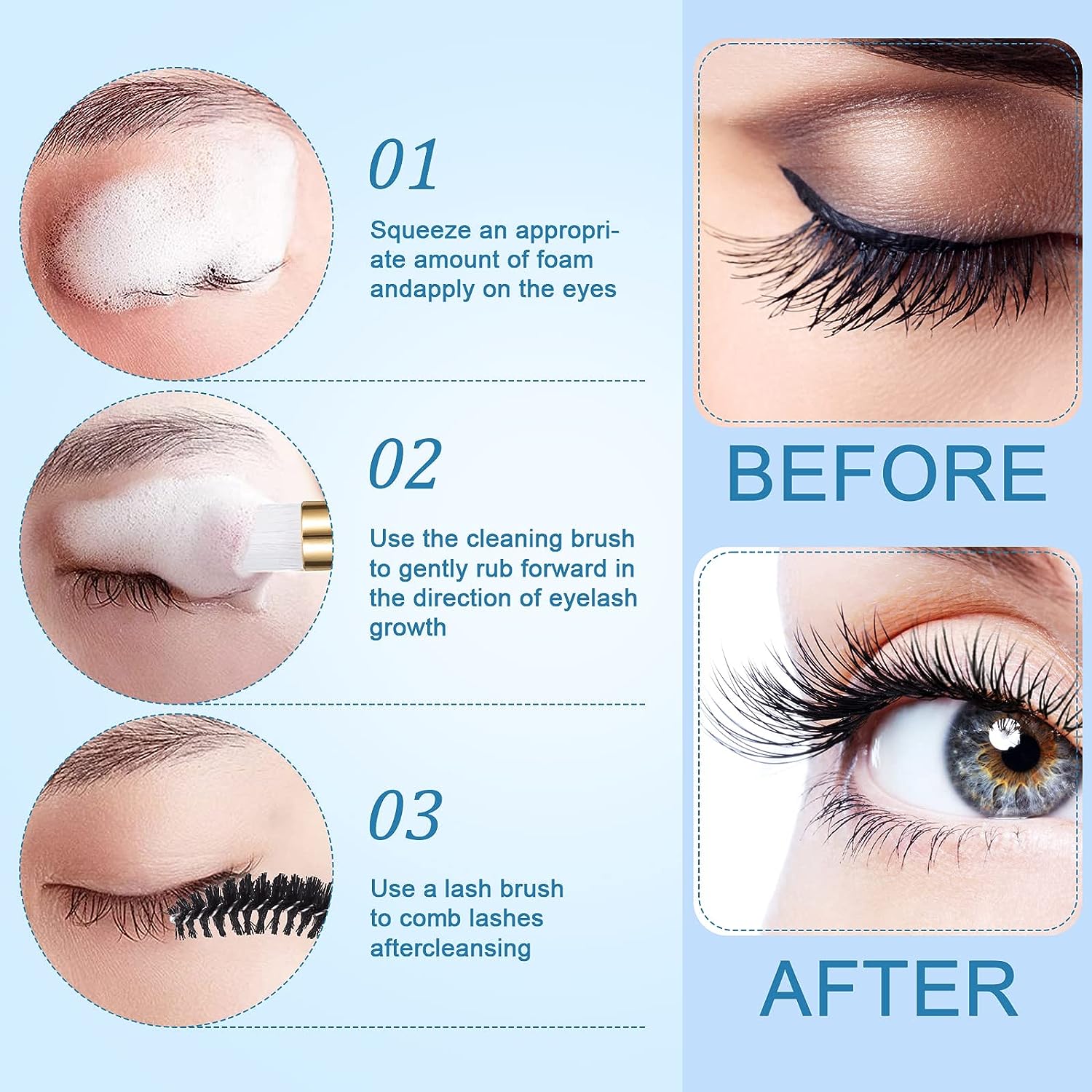 속눈썹 청소 세트, 속눈썹 샴푸 브러쉬, 비누 폼 세척 - Eyelash Extension Wash 리뷰 및 가격
